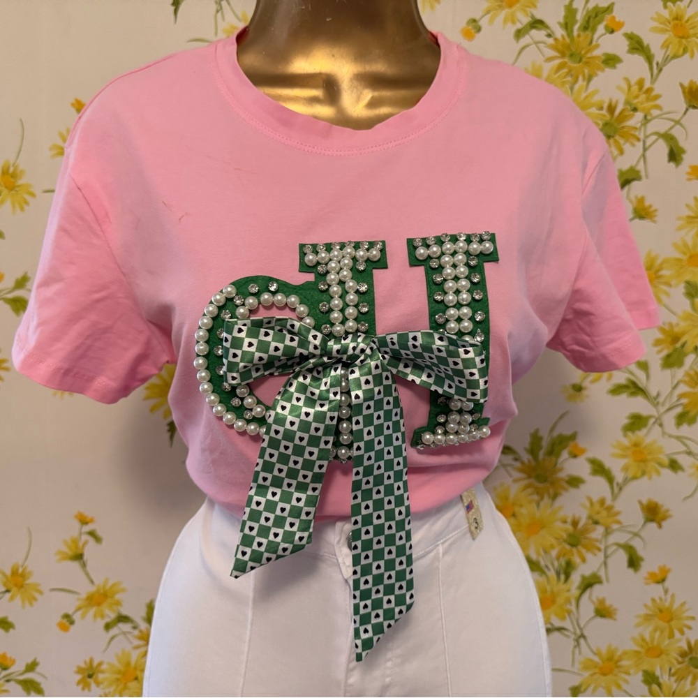 Vibrant Pink and Green Short Sleeve Tee size S